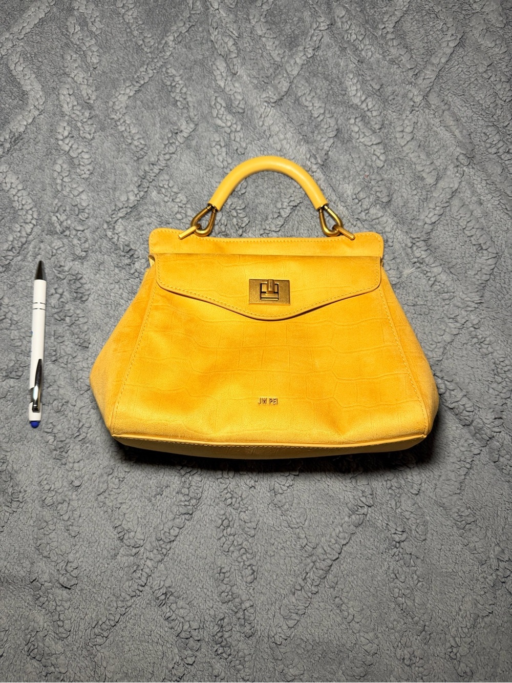 JW PEI Yellow Croc-Embossed Top-Handle Crossbody